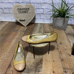 Jimmy Choo Animal Print Cap Toe Tan Patent Leather Ballet Flats EUR 39